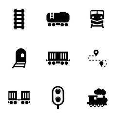 Sticker - Vector black railroad icon set. Railroad Icon Object, Railroad Icon Picture, Railroad Icon Image - stock vector