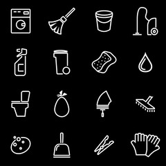 Canvas Print - Vector line cleaning icon set. Cleaning Icon Object, Cleaning Icon Picture, Cleaning Icon Image - stock vector