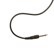 Guitar Audio Jack With Black Cable Isolated On White Background