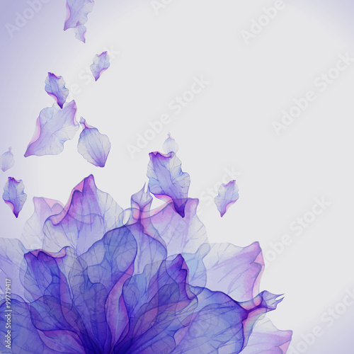 Tapeta ścienna na wymiar Watercolor card with Purple flower petal