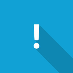 Wall Mural - Flat Exclamation Mark icon with long shadow on blue backround