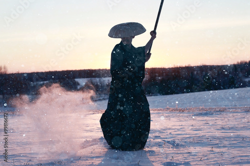 Photo  way of the warrior samurai cold winter