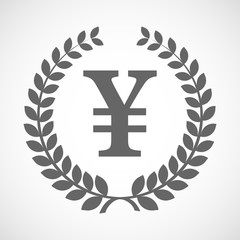 Poster - Isolated laurel wreath icon with a yen sign