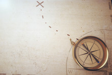 Vintage Compass And Map Background