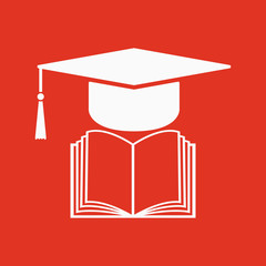 Poster - The graduation cap and book icon. School and university, learning, education symbol. Flat