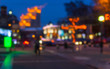 Blurry background - evening illumination in central part of Dnepropetrovsk city at winter time