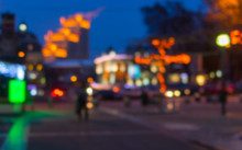 Blurry Background - Evening Illumination In Central Part Of Dnepropetrovsk City At Winter Time