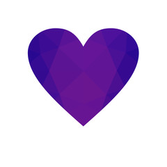 Wall Mural - purple heart isolated on white background.