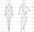 © julietarts - Technical vector woman figure static and in movement for fashion illustration and fashion designers. Female stylized figure.