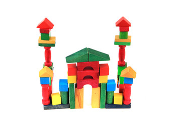 Sticker - castle from wooden color bricks