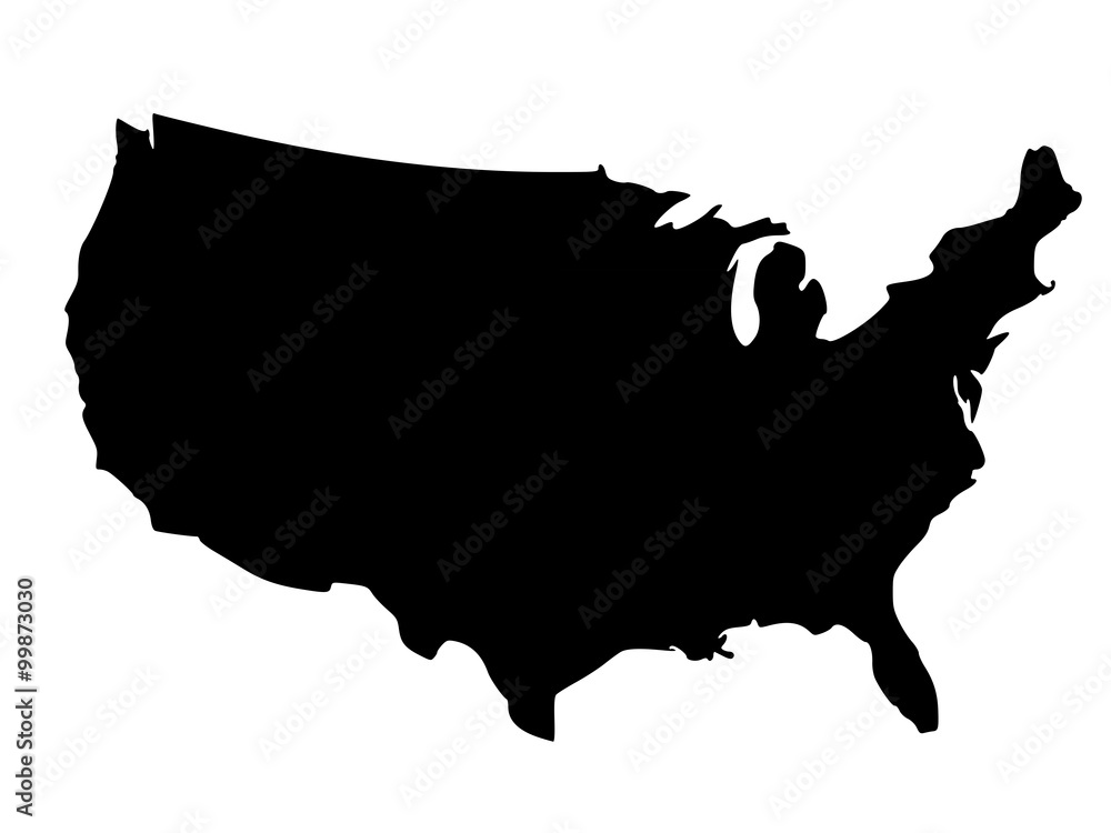 Black silhouette map of United States of America - obrazy, fototapety, plakaty 