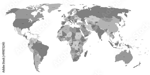 Naklejka ścienna Vector world map with country labels