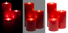 Candles Light, Group Red Candles Lights, White Black Isolated