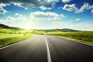 asphalt road in Tuscany, Italy