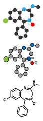 Canvas Print - Chlordiazepoxide sedative and hypnotic drug molecule.