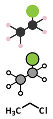 Canvas Print - chloroethane (ethyl chloride) local anesthetic molecule.