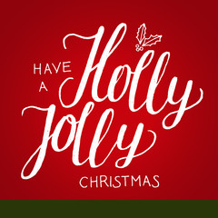 Wall Mural - holly jolly christmas handwriting