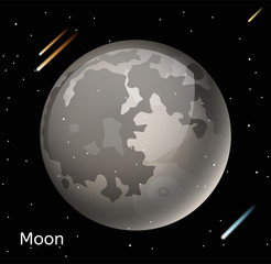 Wall Mural - moon planet 3d vector illustration