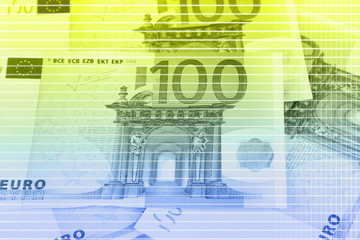 Sticker - Euro banknotes close-up background