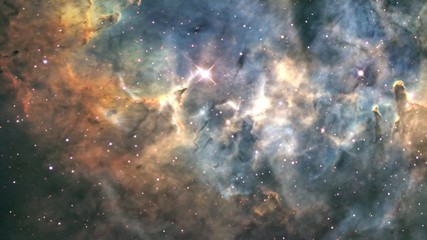 Wall Mural - fly through outer space nebula and stars
