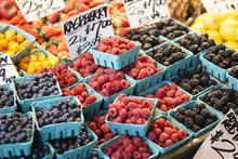 Various Berries From A Local Farmer Market, Seattle, Washington