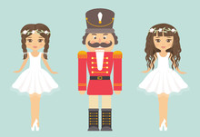 Nutcracker And Ballerina With Braid And Curly Hair