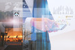 © fgnopporn - Businessman using digital tablet.double exposure of businessman.