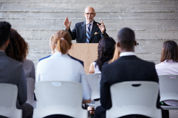 Wall Mural - Senior Businessman Addressing Delegates At Conference