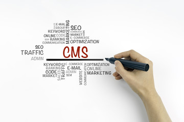 Canvas Print - Hand with marker writing CMS Content Management System word clou
