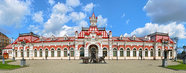 Wall Mural - Old railway station building in Yekaterinburg, Russia