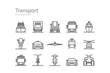 Transport. Line Icons Set. Colourless. Stock Vector.