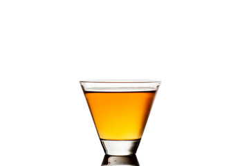 Wall Mural - Glass of whiskey isolated on white background