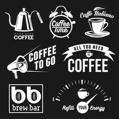 Poster - Coffee related labels, badges and design elements set.