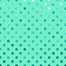 Aqua Blue Green Metallic Foil Polka Dot Pattern Swiss Dots Textu