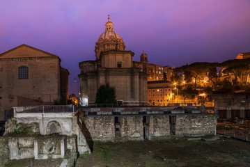 Fototapete - Rome, Italy: The Roman Forum, Santi Luca e Martina Church