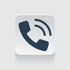 Wall Mural - Flat black Phone icon on rounded square web button
