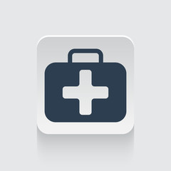 Wall Mural - Flat black First Aid Kit icon on rounded square web button