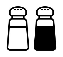 Salt And Pepper Condiment Shakers Line Icon For Food Apps And Websites