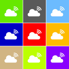 Wall Mural - Cloud share sign icon, vector illustration. Flat design style fo