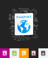 Canvas Print - passport paper sticker with hand drawn elements