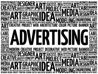 Wall Mural - ADVERTISING word cloud, creative business concept background