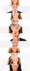 Poster - Collage of white human  smiles.