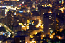 City Buildings Background At Night, Unfocused