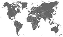 Weltkarte - Dunkelgrau (hoher Detailgrad)