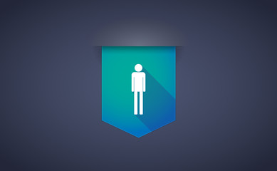 Poster - Long shadow ribbon icon with a male pictogram