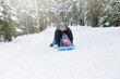 © Louis-Paul Photo - Young happy father and her daughter enjoying a sledge ride