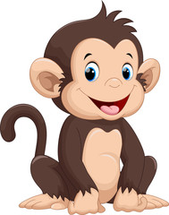 Wall Mural - Cute monkey cartoon