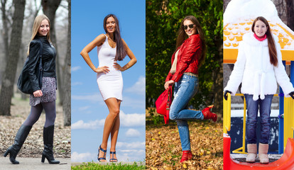 Poster - Collage of four different models in fashionable clothes for the