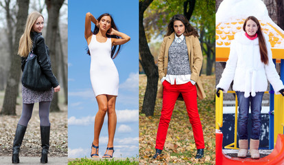 Poster - Collage of four different models in fashionable clothes for the