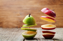 Flying Slices Of Fruit: Apple, Pear
